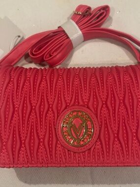 Valentino Orlandi Pink Quilted V-Logo Crossbody Bag